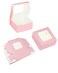 Bakepacker 60pcs Pink Cookie Boxes 6x6x3 inches Easy Assemble Macaroon Pastry Boxes Bakery Boxes with Window for Bakery