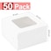 KGVZPT 50pcs White Cake Boxes with Window5x5x25 Inches Small BakeryTreatPastryCookieDessert BoxesMacaroonDonutCandyChristmas Gift Giving