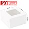 KGVZPT 50pcs White Cake Boxes with Window5x5x25 Inches Small BakeryTreatPastryCookieDessert BoxesMacaroonDonutCandyChristmas Gift Giving