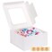 Moretoes 4 Pack Cake Boxes with Window 10x10x5 Inches White Bakery Containers 10 Inch White Cake Carrier Disposable Bakery Boxes for Valentines Day Mothers Day Cake Cupcake Cookie Pie Pastry