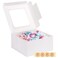 Moretoes 4 Pack Cake Boxes with Window 10x10x5 Inches White Bakery Containers 10 Inch White Cake Carrier Disposable Bakery Boxes for Valentines Day Mothers Day Cake Cupcake Cookie Pie Pastry