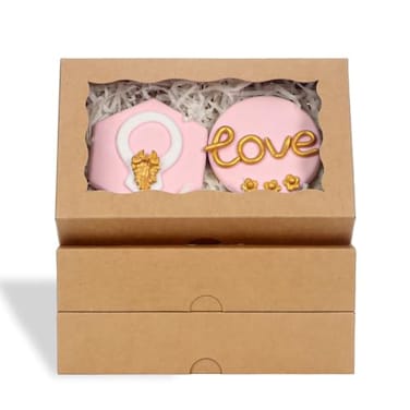 RomanticBaking 15 Pack Brown 7 x 4 38 x 1 12inches Cookies Boxes with Window Bakery Treat Boxes for Macaron Chocolate Truffle cakesicle dount