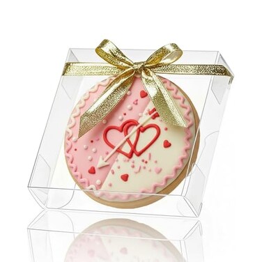 TEMLQPACK 50 Pack 4x4x12inch Clear Single Cookies Boxes with Full Window Plastic Small Treat Boxe Macaron Boxes Donut Boxe Dessert Box for Party Christmas Valentines Day
