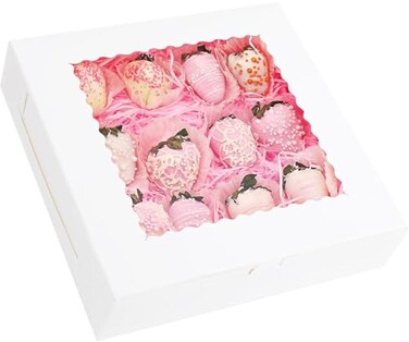 Yeplan 10 Pcs Pie Boxes10x10x25 inches Bakery Boxes with WindowCookie Boxes for PieDonutsChocolateDessertPastryMuffins