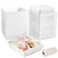ZORRITA 50 Pack 5 Inch Paper Charcuterie Boxes with Clear Lids Square To Go Cake Slice Containers Small Bakery Boxes for Dessert Cookies Sandwich Strawberries White