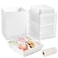 ZORRITA 50 Pack 5 Inch Paper Charcuterie Boxes with Clear Lids Square To Go Cake Slice Containers Small Bakery Boxes for Dessert Cookies Sandwich Strawberries White