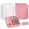 ZORRITA 50 Pack 5 Inch Pink Paper Charcuterie Boxes with Clear Lids Square To Go Cake Slice Containers Small Bakery Boxes for Dessert Cookies Sandwich Strawberries