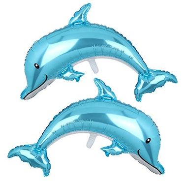 GGDE 2 Pcs Dolphin Shape Splash Giant Foil Mylar Balloons Birthday Party Decorations Gift
