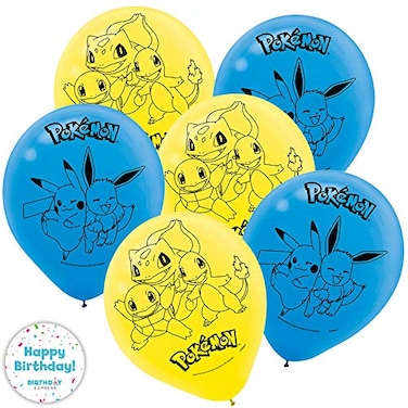 Amscan Pokemon Party Multicolor Latex Balloons 12 6 Pc Perfect for Celebrations Birthdays Themed Events