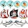 Sumind 9 Pieces Pirate Ship Foil Balloons 18 Inch Round Ocean Animals Shark Skeleton Squid Pattern Balloon for Birthday Party Supplies Decoration