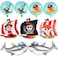Sumind 9 Pieces Pirate Ship Foil Balloons 18 Inch Round Ocean Animals Shark Skeleton Squid Pattern Balloon for Birthday Party Supplies Decoration