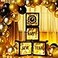 Capoda 51 Pcs Happy New Year Party Decoration Kit Black and Gold 2026 Balloon New Years Boxes with Balloon and LED Light Strings Supplies