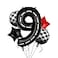 GGDE Race Car Birthday Balloons 40 Inch Racetrack Number Balloon 9 Black 5 Pcs