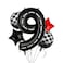 GGDE Race Car Birthday Balloons 40 Inch Racetrack Number Balloon 9 Black 5 Pcs