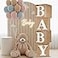 rubfac RUBFAC Burlap Print Baby Boxes with Letters for Baby Shower 4pcs Rustic Farmhouse Style Boho Balloon Boxes with Burlap Grain for Birthday Gender Reveal Decoration Backdrop Photo Props