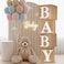 rubfac RUBFAC Burlap Print Baby Boxes with Letters for Baby Shower 4pcs Rustic Farmhouse Style Boho Balloon Boxes with Burlap Grain for Birthday Gender Reveal Decoration Backdrop Photo Props