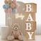 rubfac RUBFAC Burlap Print Baby Boxes with Letters for Baby Shower 4pcs Rustic Farmhouse Style Boho Balloon Boxes with Burlap Grain for Birthday Gender Reveal Decoration Backdrop Photo Props
