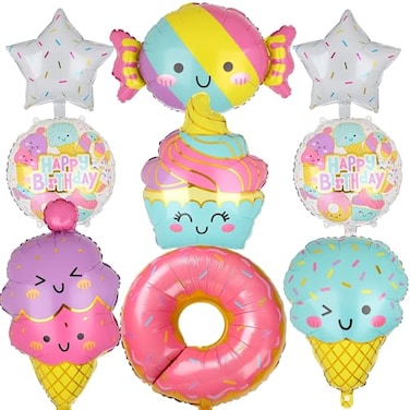 GGDE Ice Cream Balloons Donut Candy Ice Cream Themed Sweet Summer Ice Creams Birthday Party Decor 9 Pcs