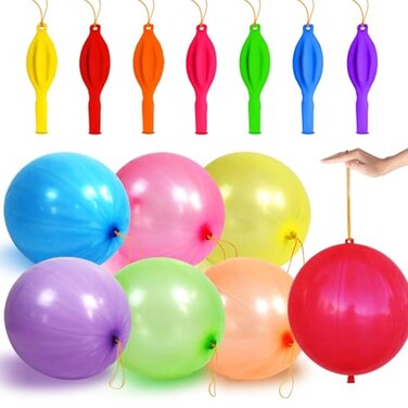 LEEZZIZZ 41Pcs Punch Balloons Thickened Neon Punching Balloon Heavy Duty with Rubber Band Handle Birthday Party Favors for Kids Weddings Goodie Bag Supply