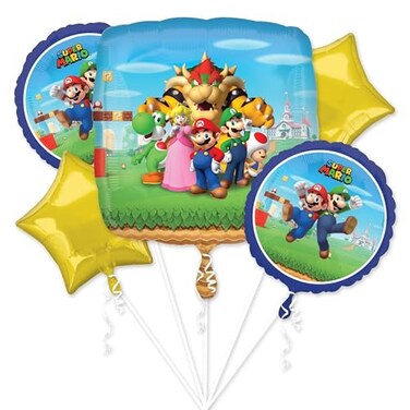Anagram Super Mario Bros Foil Balloon Bouquet 5pc