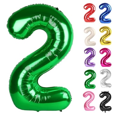 IWERP Green Number 2 Balloon 40 Inch 2 Balloon Number 2nd Birthday Decorations