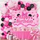 Lazy time Pink Birthday Party Supplies Pink and Black Balloon Arch Garland Kit DecorationsBackdrop for boys Kids