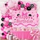 Lazy time Pink Birthday Party Supplies Pink and Black Balloon Arch Garland Kit DecorationsBackdrop for boys Kids