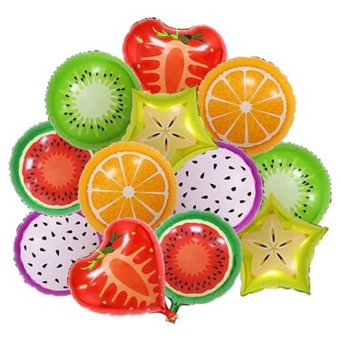 AnnoDeel 12pcs 18 Fruit Balloons Birthday Foil Balloon Candy Color Helium Balloons Party Wedding Supply