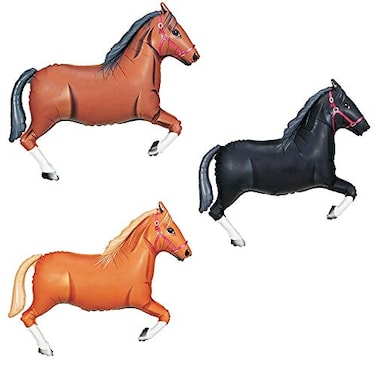 TCS Party 43 Jumbo Horse Foil Balloon Bundle 3Piece Set for Equestrian Western Country Rodeo Derby Cowboy Themed Parties Decor Brown Black and Tan