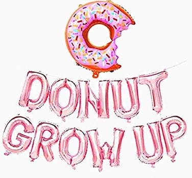 ZaneGear Donut Grow Up Balloons Banner Birthday Party Decorations Supplies