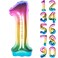 CHANGZHONG 40 Inch Rainbow Digit Helium Foil Birthday Party Balloons Dark Rainbow 1