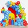 Amandir 152Pcs Blue Red Yellow Balloon Arch Garland Kit Different Sizes 12 10 5 Cow Cloud Pattern Green Confetti Latex Balloons For Cartoon Theme Birthday Baby Shower Decorations
