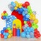 Amandir 152Pcs Blue Red Yellow Balloon Arch Garland Kit Different Sizes 12 10 5 Cow Cloud Pattern Green Confetti Latex Balloons For Cartoon Theme Birthday Baby Shower Decorations