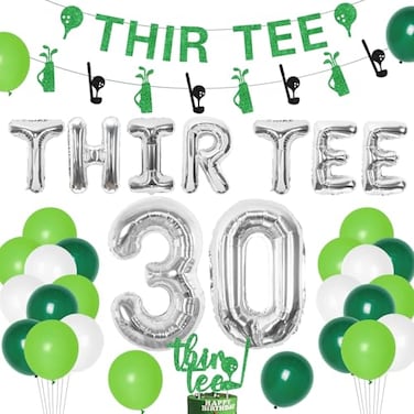 kreat4joy Golf 30th Birthday Decorations 30th Birthday Decorations for Men ThirTee Birthday Banner Cake Topper Glitter for 30th Golf Sports Theme Birthday Party Decorations