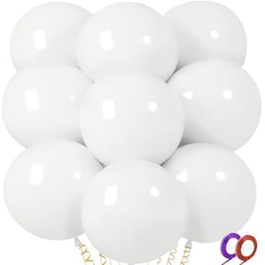 QIKOOLAA 32Pcs White Big Balloons 18 Inch Round Large Latex Party Balloons for Birthday Wedding Decorations white