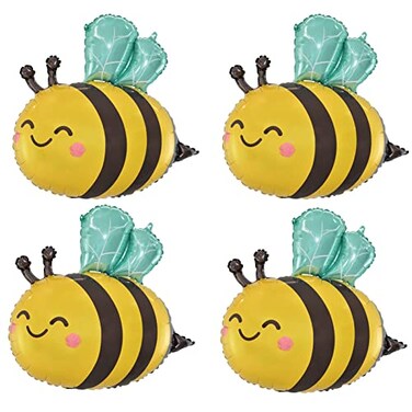MOHYS Bee Balloons Birthday Party Decorations Supplies for Wedding Baby Shower 4 Pack