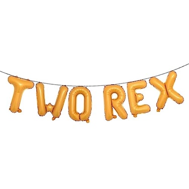 RUIANSI TWO REX Dinosaur 2nd Birthday Party Decorations Letter Balloons Supplies Orange