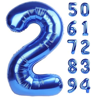 IWERP Navy Blue 2 Balloon Number Balloon 40 Inch Two Number Birthday Decorations Second 2nd Birthday Party Supplies Number 2