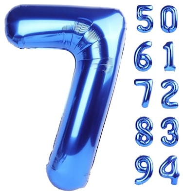 IWERP Navy Blue 7 Balloon Number 40 Inch Nmber Balloons Blue Party Decorations for 7th Birthday