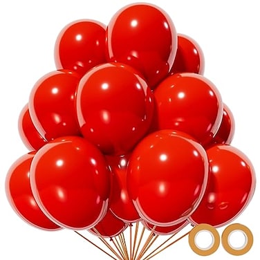 KUULBELA Red Balloon 110pcs Red Latex Balloons12 inch for Birthday Valentines Day Weddingwith 2 Ribbons