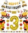 FIGEPO Construction 3rd Birthday Party Supplies for Boys with Dump Truck Theme Includes Cake Toppers Balloons Banners Signs and More