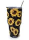 CHIUTUUY Sunflowers Print Tumbler 30 oz Stainless Steel Travel Cup Double Wall Insulated Coffee Mug with SplashProof Lid and Straws 30oz Black