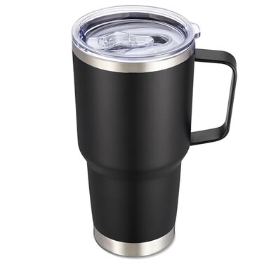 Cool Yoleb 30 oz Tumbler with Handle and Lid Stainless Steel Tumblers Double Wall Vacuum Insulated Travel Mug Leak Proof Cup Keep Drinks Cold and Hot Black 1 Pack
