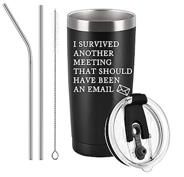 Aletege I Survived Another Meeting That Should Have Been an Email Tumbler The Office Funny Christmas White Elephant Gift for Boss Coworkers Friends 20 Oz Black