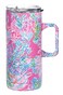 Lilly Pulitzer 16 Oz Travel Mug with Handle and Lid Stainless Steel Insulated Coffee Tumbler Double Wall Metal Cup Seaing Things