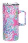 Lilly Pulitzer 16 Oz Travel Mug with Handle and Lid Stainless Steel Insulated Coffee Tumbler Double Wall Metal Cup Seaing Things