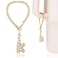 LUHOHI Cup Charms for Stanley Handle Bubble Letter Charms Accessories for Stanley 40 Oz Tumblers Cute Fat Initial Keychain with Diamond Glitter Jewelry Personalized Water Bottle Decorations K