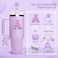 Miglaja Purple Accessories for Stanley Cup 30OZ 40OZ All Accessories Gift Box Contain Flower Straw Topper Sillicone Boot Letter Stickers and PendantsSpill Stopper Set Purple A