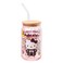 Silver Buffalo Sanrio Hello Kitty Halloween Spooky Skeleton Costume Pink Lavender Glass Jar Tumbler with Bamboo Lid and Glass Straw 16 Ounces