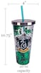 Spoontiques Harry Potter Tumbler Slytherin Glitter Cup with Straw 20 oz Acrylic Green